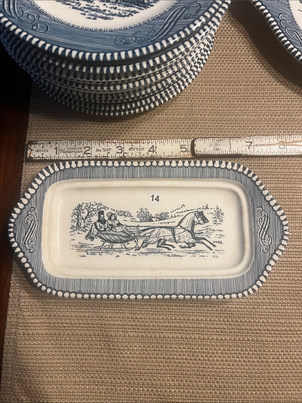 1960’s vintage Currier & Ives Horse-Drawn winter Sleigh Serving Tray -l